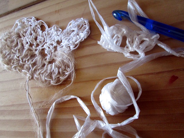 Yarn made from plastic bags