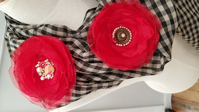 Handmade flowers from fabric scraps