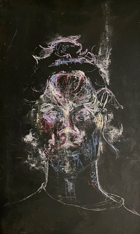 self portrait in chalkboard