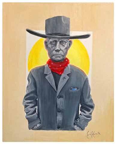 Sunshine Cowboy Painting, acrylic on Stretched canvas, By Emily F. Cammarata. Emily Cammarata Art