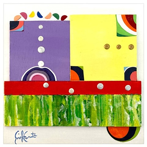 Trajectory #2 Acrylic on Repurposed Wood by Emily Cammarata.