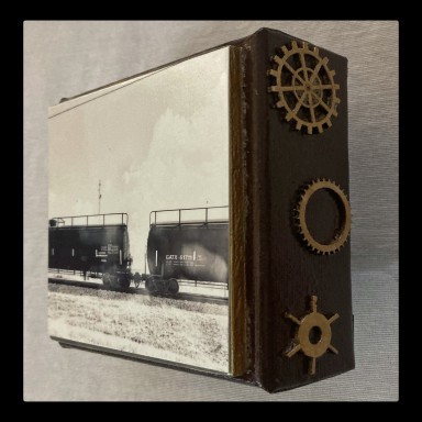 Railcar#2, Mixed Media on Canvas panel, by Emily Cammarata.