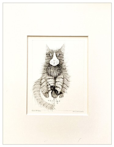 Melvin and Merle, Ink Pointillism/Stippling on illustration board, by EC, Emily Cammarata.