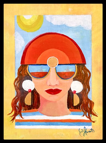 The Wave Watcher, Acrylic on Repurposed Wood by Emily Cammarata. 