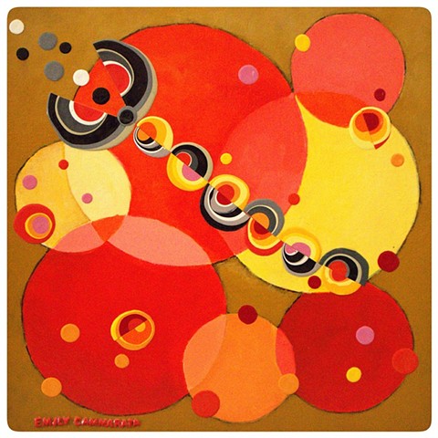 Warm Circles, Acrylic on canvas panel by Emily Cammarata. 