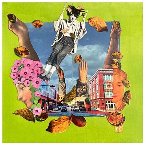 ANNE OF LEAVES, Collage on Canvas Panel by Emily Cammarata.