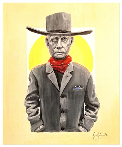 Sunshine Cowboy, acrylic painting on Stretched canvas, By Emily Cammarata. 