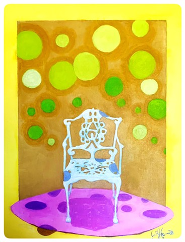 Orb Shadows and Chair, acrylic ON CANVAS panel by Emily F Cammarata.