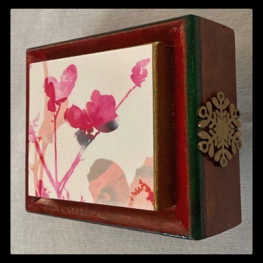 Pink Floral#2, Mixed Media on Canvas frame by Emily Cammarata.