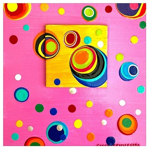 AROUND The Block #1, Acrylic on Repurposed Wood, by Emily Cammarata.