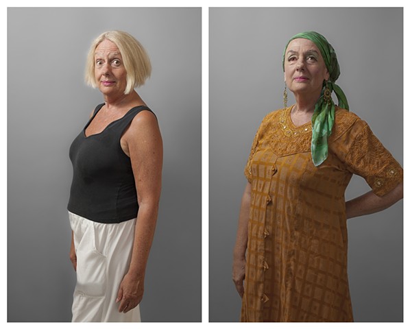 two photographs of a woman before and after altering appearance