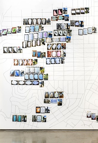 Installation view of Quarantine Walk Drawing Map installation, Palo Alto Art Center