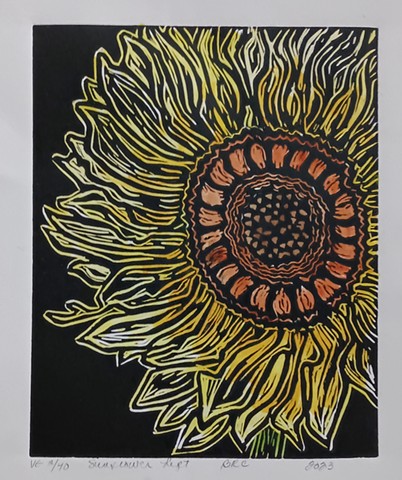 Sunflowers Left w watercolors 