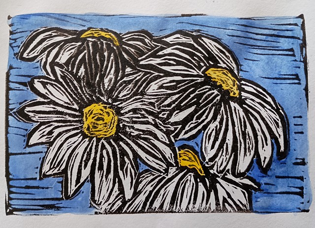 Summer daisies easy cut print w watercolors
