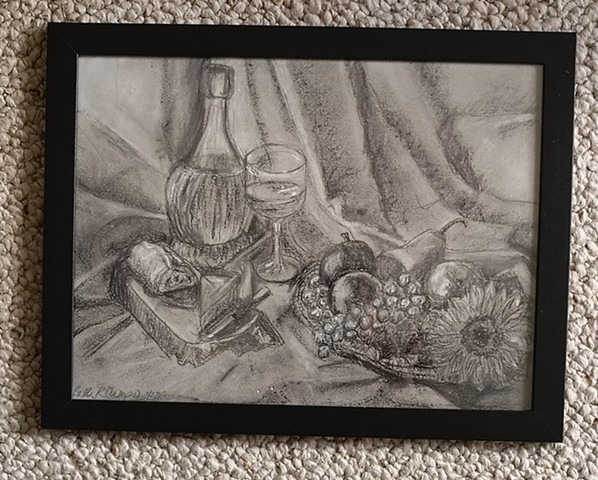 Still life with chianti and sunflower