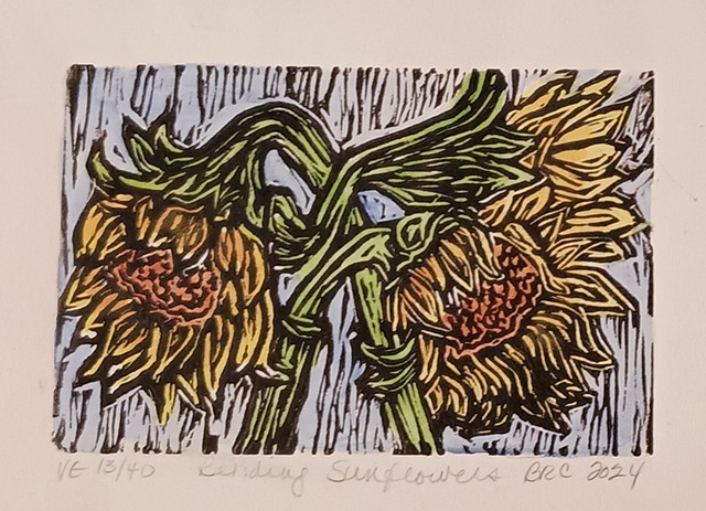 Bending Sunflowers w watercolors 