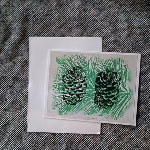 Lot of 10 Pinecones and pine cards w envelopes