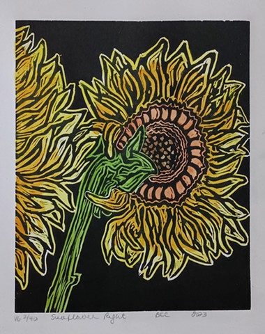 Sunflowers Right w watercolors 