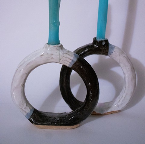 circle modern candle holders. electric fired. 2023