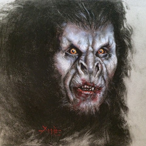 bram stokers dracula wolf bat vampire aimee kuester portrait drawing charcoal scary dark art gary oldman