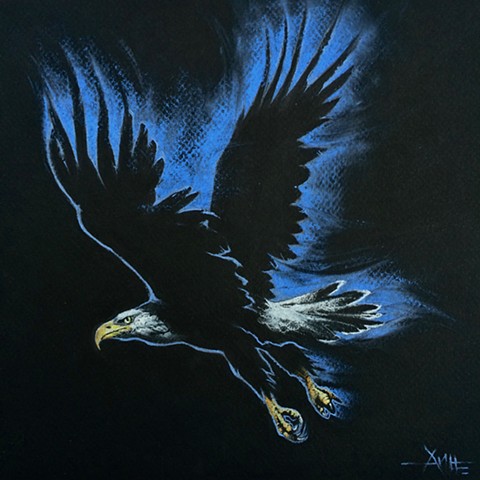 eagle america aimee kuester black dark patriotic fourth of july drawing pastel charcoal art bald eagle 