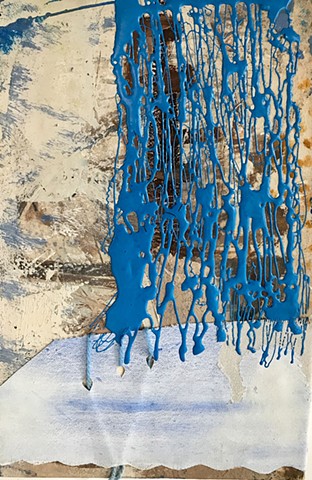 Brace, oil, enamel, collage, on canvas, 25x15 cm, 2023 