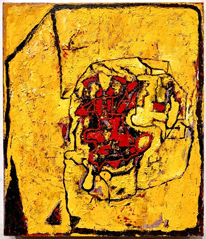 Yellow Shape Etched with Red
