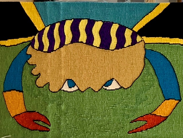"Saul Alegria's 'A Crab'" is a handwoven tapestry of wool on cotton. 29 in. x 20 in. 