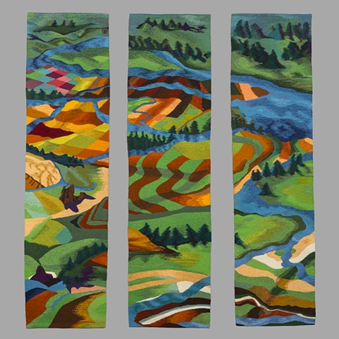 "River, Take Me Along" is a handwoven tapestry of wool on cotton; 54 in. x 62 in. 