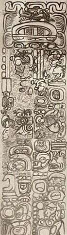 Drawing of backside of Stela 6, Copán. Harvard Peabody Museum of Archaeology and Ethnology