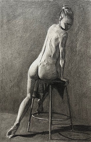 Woman on stool