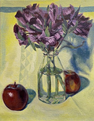 Still life with alstroemerias and apples