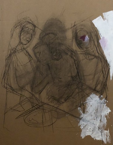 self portrait with figures sketch