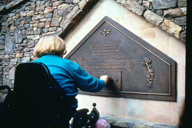 The Wishing Wall, detail image of prayer plaque