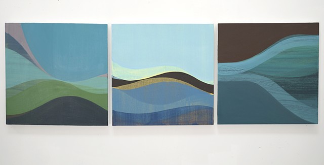 SKYLINE: Grouping of three paintings placed by Kenise Barnes Fine Art