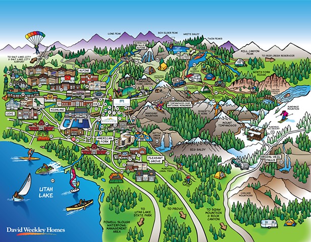 Illustrated Map for David Weekley Homes Residential Developments in Utah