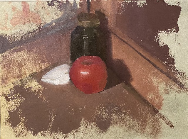 Apple and Pill Bottle