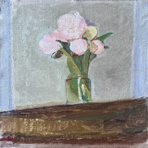 Peonies on Slanted Shelf