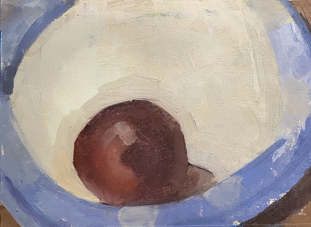 Red Onion and Blue Plate