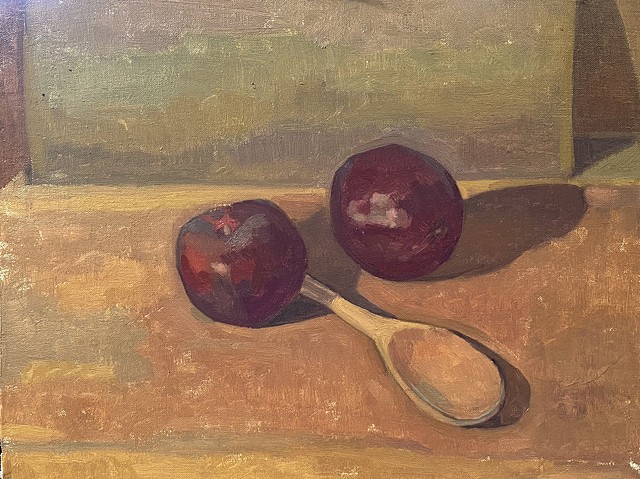 Plums and Wooden Spoon
