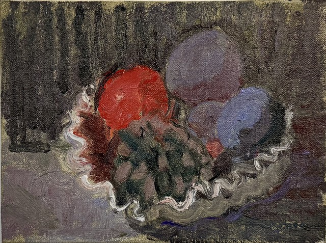 Red Plum and Purple Still Life