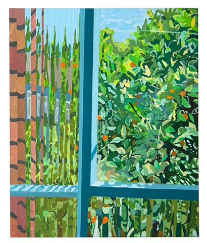 Reeded Glass Window & Citrus Tree