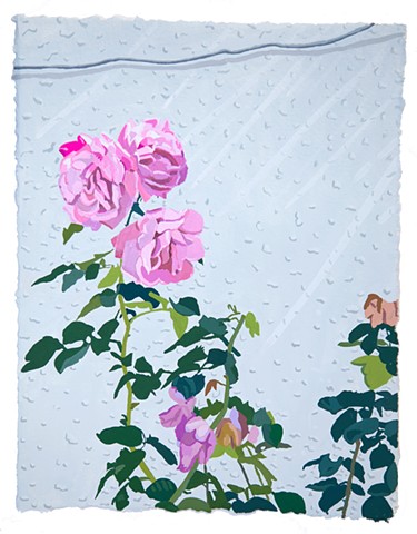 Pink Roses with Stucco