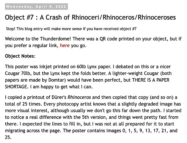 Object 7: A Crash of Rhinoceri/Rhinoceros/Rhinoceroses Blog Entry