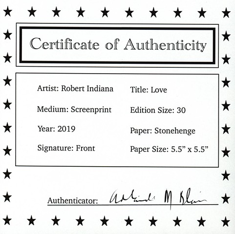 Object 3b. Authentication Certificate for LOVE