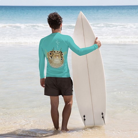 Adult Rash Guard Back - Pufferfish