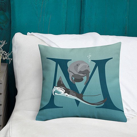 Sea Life Alphabet Pillow - M