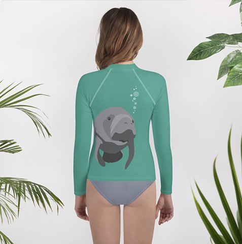 Youth Rash Guard Back - Manatee