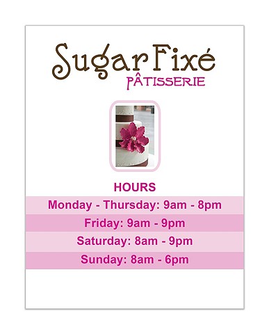 Sugar Fixe Store Hours Sign