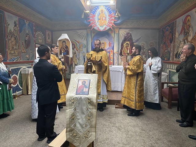 first Divine Liturgy in the newly decorated chapel